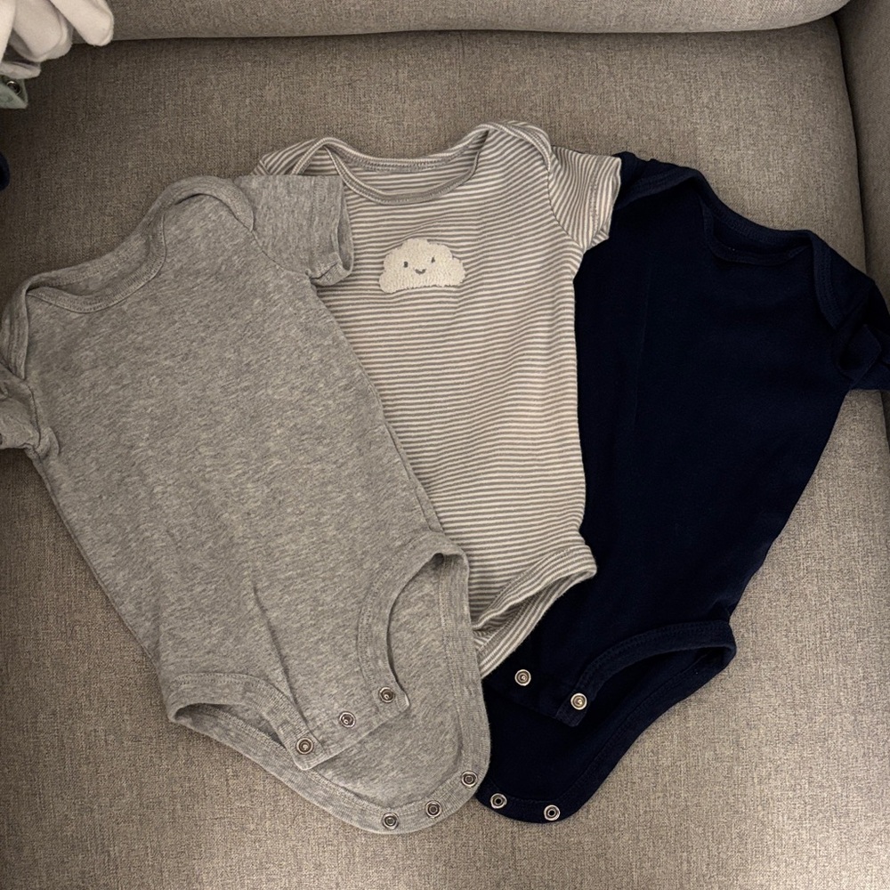 Carters Onesie Set - Gray, Striped, Navy